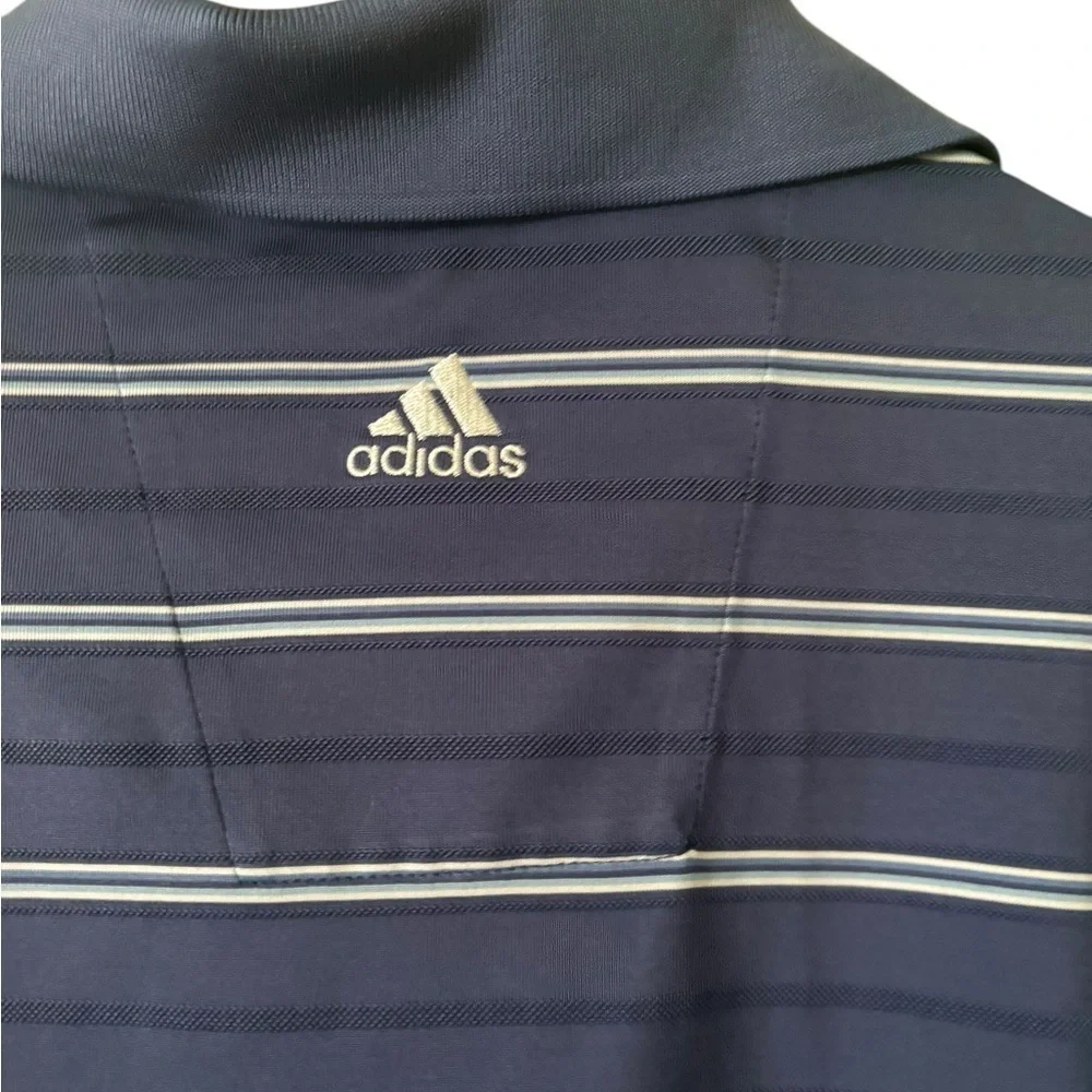 Adidas Men’s Climate Cool Blue Striped Golf Polo- Size Medium
